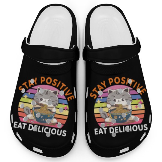 Stay positive Eat delicious Japanese Style Clogs