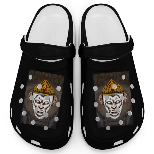 White Monkey with Crown Illustration 20647992 122 Clogs