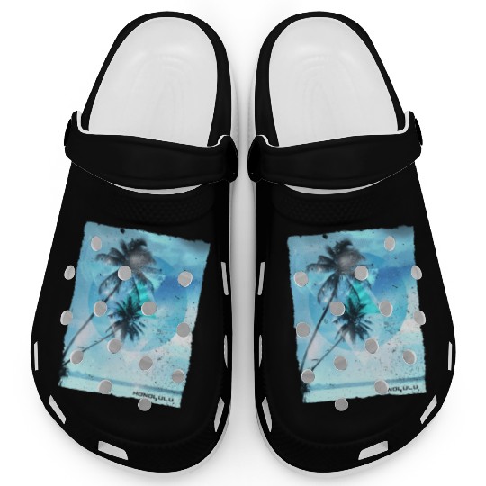 Artistic Honolulu Oahu Hawaii Palm Tree Vacation Clogs