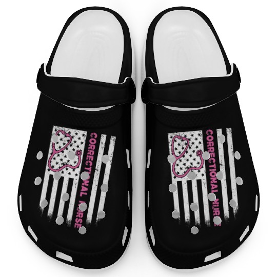 Correctional Nurse American flag US Stethoscope Clogs