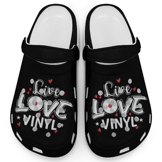 Live Love Vinyl Record Music Phonogram Clogs