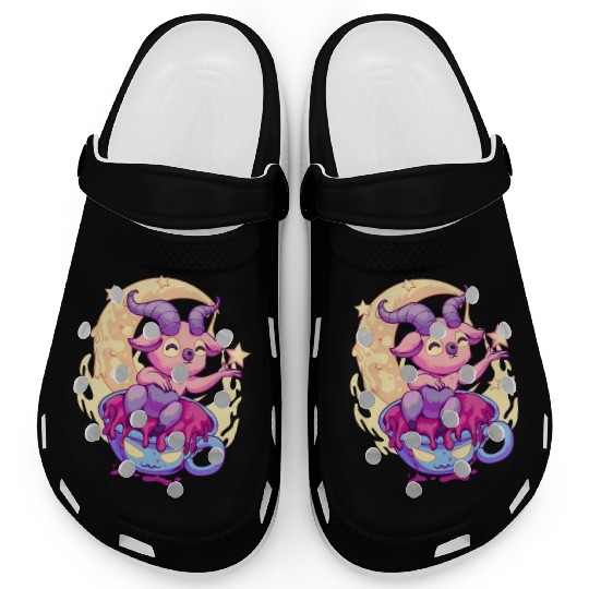 Pastel Goth Kawaii Baphomet Tea Clogs