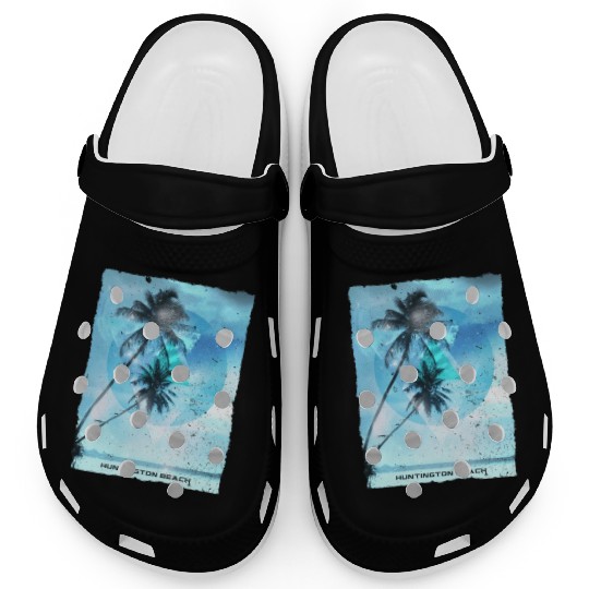 Artistic Huntington Beach California Palm Tree Clogs