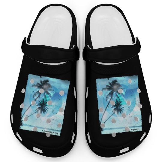 Artistic Long Beach California Palm Tree Vacation Clogs