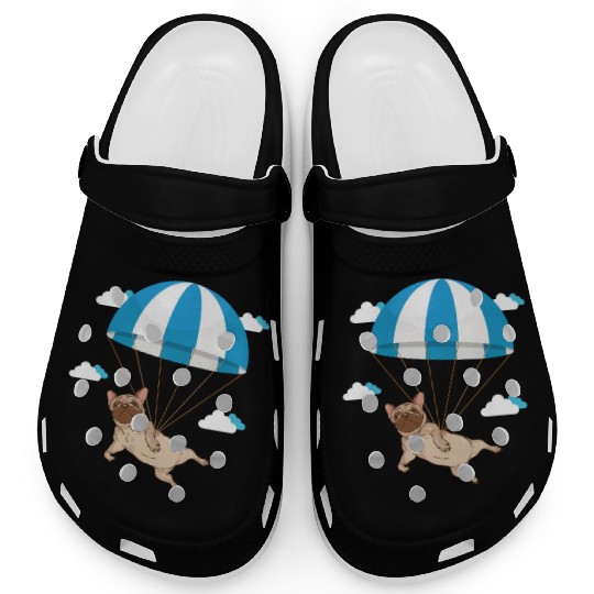 Funny Pug Dog Lover Pet Skydiving Parachute Clogs