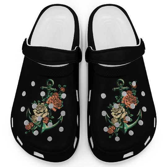 Anchor Roses Tattoo Sailor Nautical Water Ship Clogs