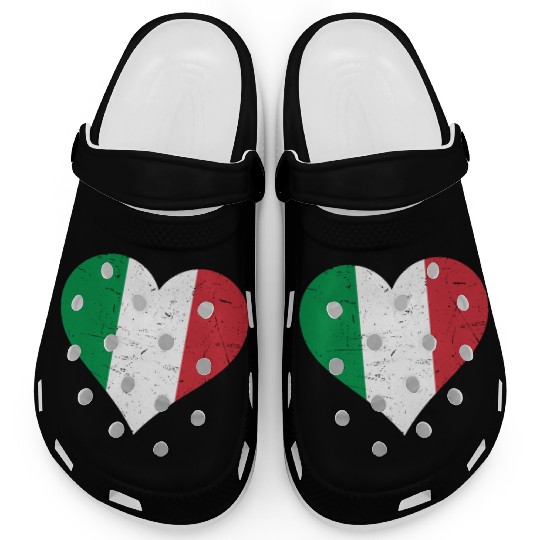 Italy Heart Vintage Flag Italy Love Clogs