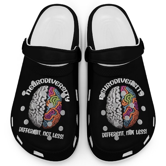 "Different, Not Less" Neurodiversity Clogs
