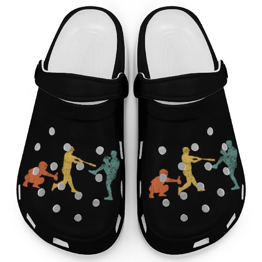 Baseball Catcher Pitcher Batter Vintage Clogs
