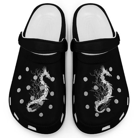 Sea life, sea dragon, white Clogs