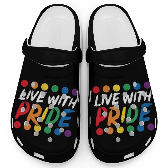 Live With Pride Rainbow Month LGBTQ Gay Pride Clogs