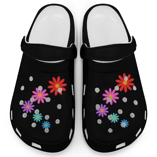 falling multi colored flowers Clogs