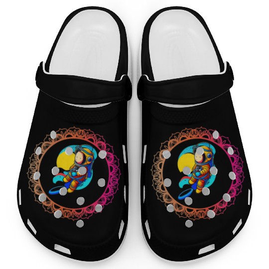 Baby astronaut in a golden circle Clogs