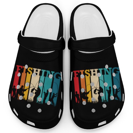 Fishing fish vintage retro Clogs