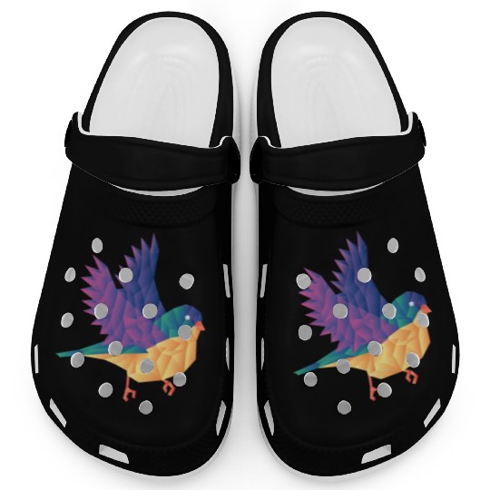 Polygon Shape Multi Colored Bird Pattern Nature Clogs