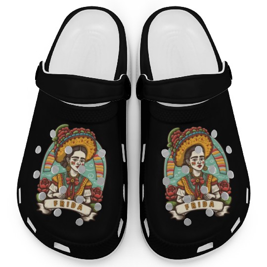 Frida Kahlo Floral Portrait Funny Cinco De Mayo Clogs