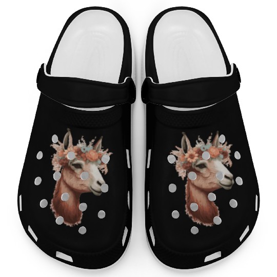 Flower Crown Llama Alpaca Floral Farm Animal Pet Clogs