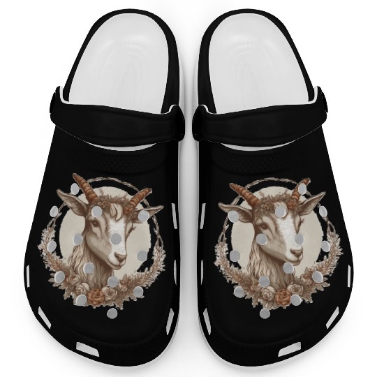 Flower Crown Goat Floral Farm Animal Pet Clogs