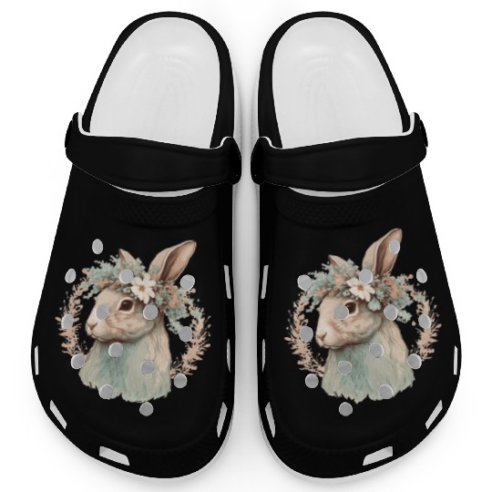 Flower Crown Bunny Rabbit Floral Farm Animal Pet Clogs