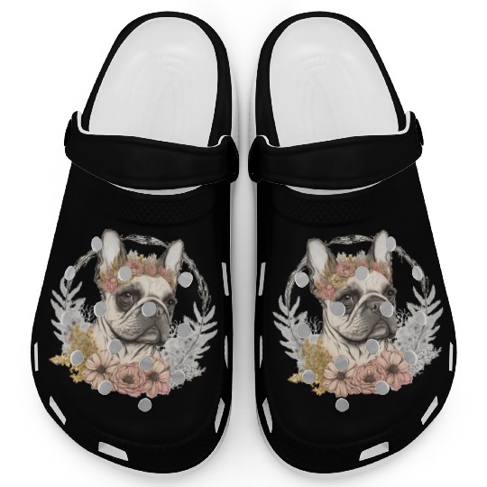 Cute French Bulldog Frenchie Flower Crown Pet Dog Clogs