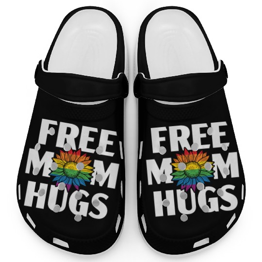 Free Mom Hugs Rainbow Pride Month LGBTQ Gay Pride Clogs