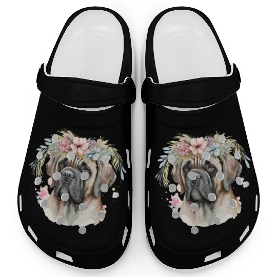 Cute English Mastiff Flower Crown Pet Dog Breed Fl Clogs