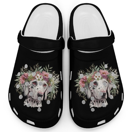 Cute Dalmatian Flower Crown Pet Dog Breed Puppy Clogs