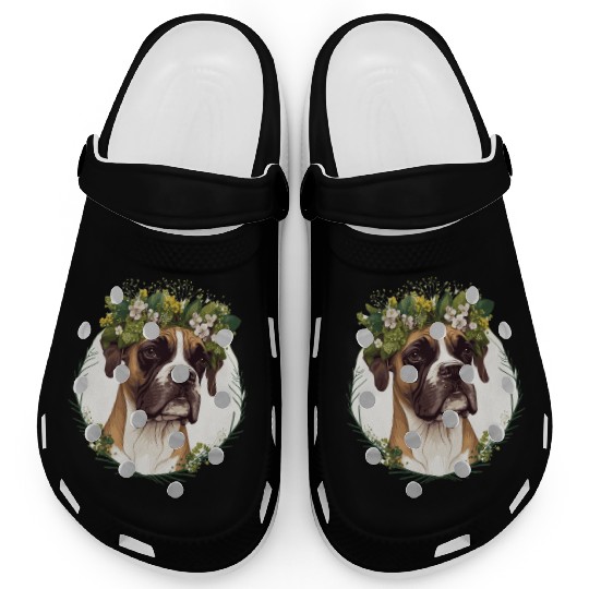 Cute Boxer Dog Flower Crown Pet Dog Floral Puppy Clogs