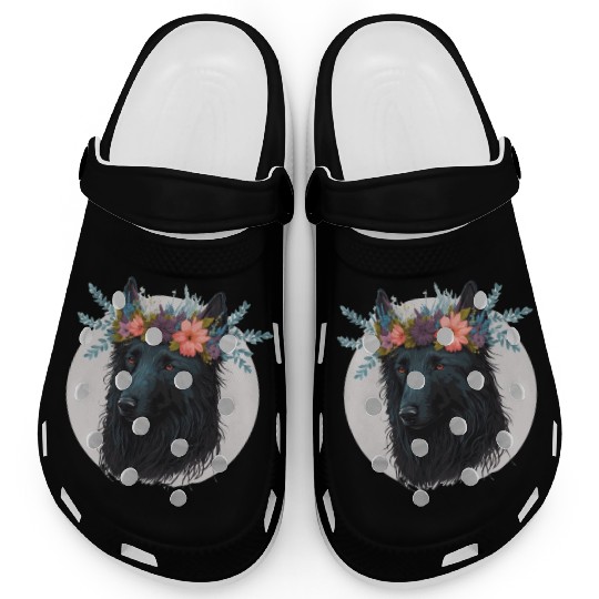 Cute Belgian Sheepdog Flower Crown Pet Dog Floral Clogs