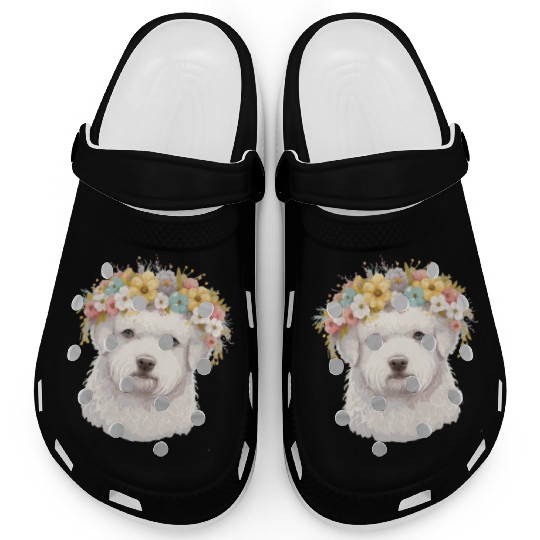 Cute Bichon Frise Flower Crown Pet Dog Breed Flora Clogs