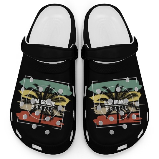 Ilha Grande Brazil Artistic Palm Tree Retro Clogs