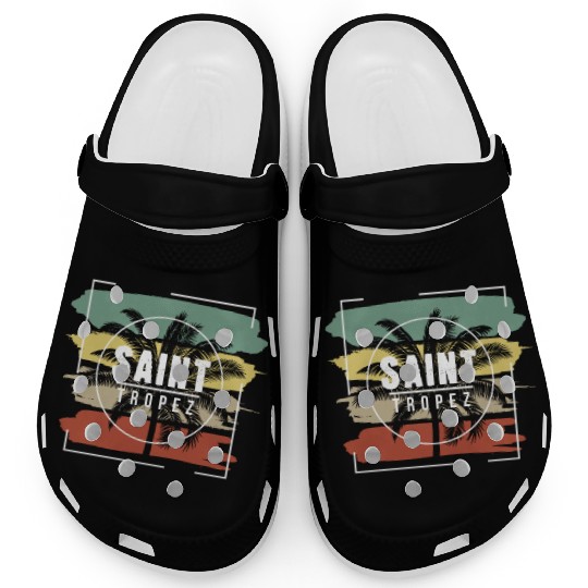Saint Tropez Artistic Palm Tree Retro Clogs