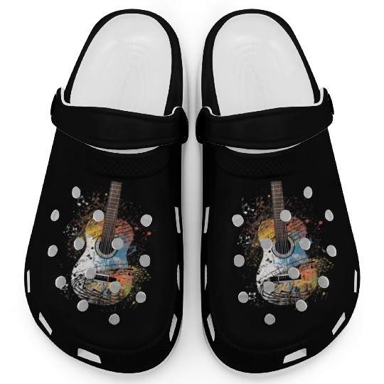 Guitar Player Guitarist Musical Notes Band Music Clogs