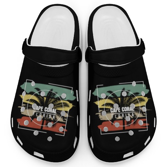 Cape Coral Florida Artistic Palm Tree Retro Clogs