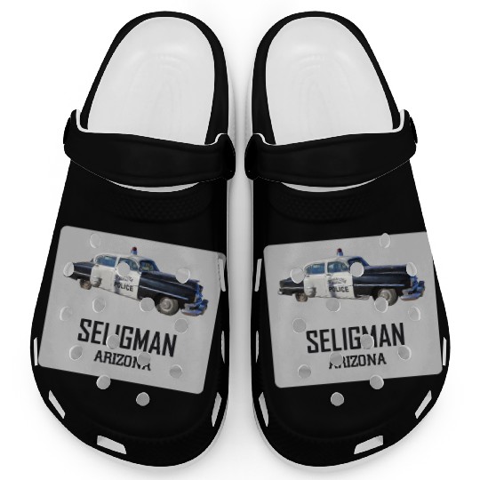 Old car city of Seligman in Arizonna, US Route 66 Clogs