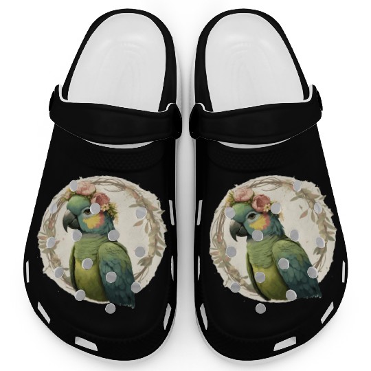 Watercolor Parrot Hahn's Macaw Bird Flower Crown P Clogs