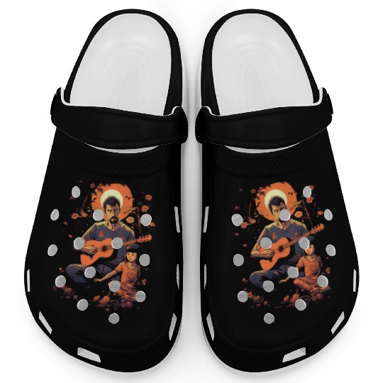 Guitarist Dad Guitar Player Father and Daughter Clogs