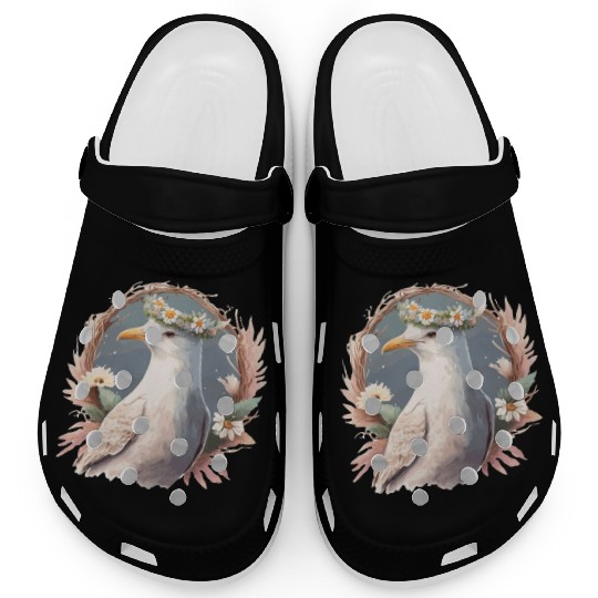 Seagull Bird Flower Crown Floral Seabirds Clogs