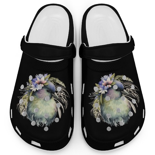 Cute Kiwi Bird Flower Crown Floral Exotic Birds Clogs