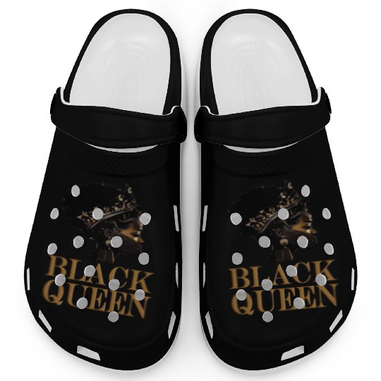 Womens Black Queen Clogs