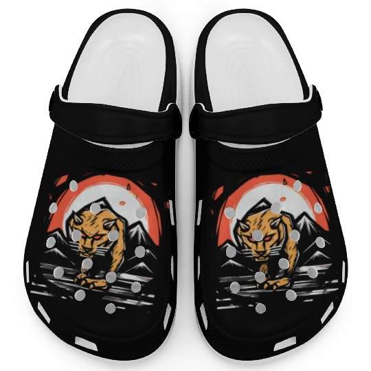 zen cartoons japan tiger mountains Clogs