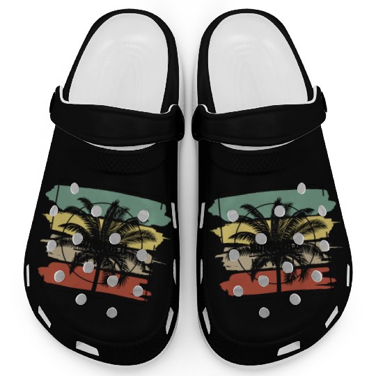 Honolulu Hawaii Palm Tree Retro Artistic Clogs