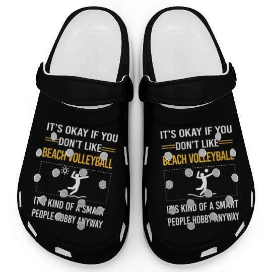 Funny Smart People Beach Volleyball green Clogs