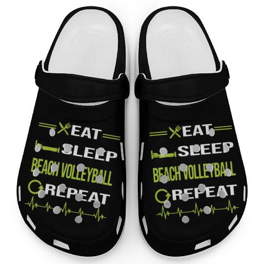 Funny Eat Sleep Repeat Beach Volleyball nostalgia Clogs