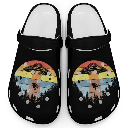 Retro Vintage Sunset Bigfoot Yeti Clogs
