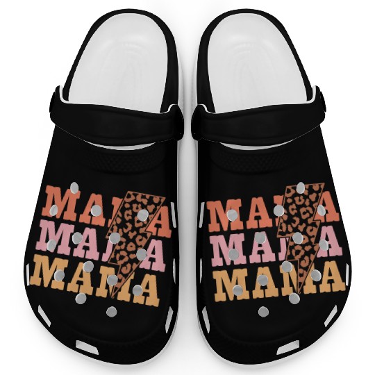 MAMA Tiger Print Typography Clogs