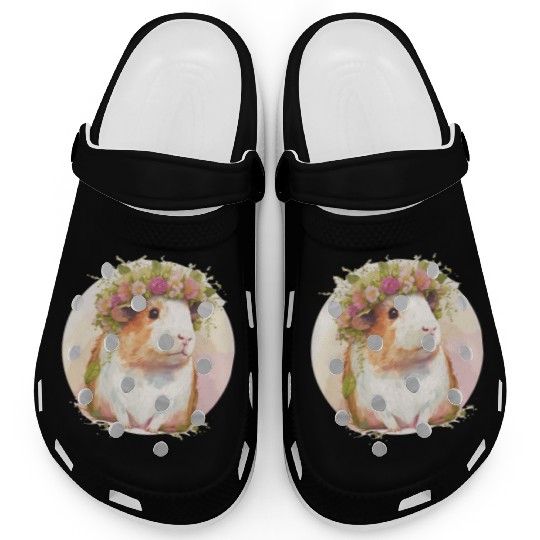 Cute Guinea Pig Flower Crown Floral Pet Rodent Lov Clogs