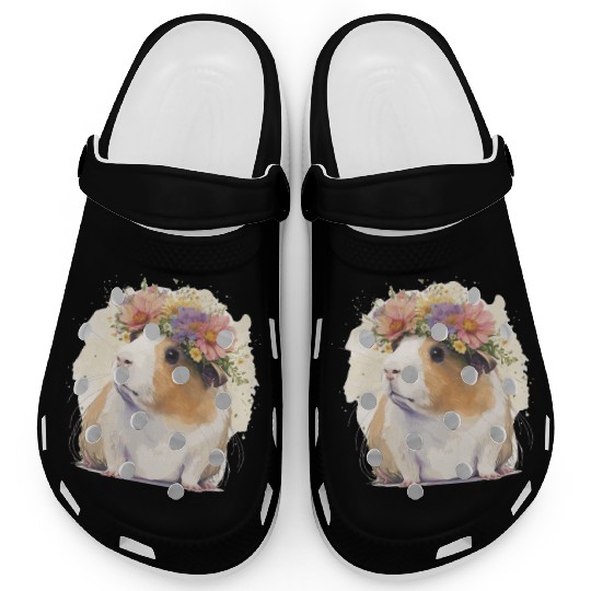 Watercolor Guinea Pig Flower Crown Floral Boho Aes Clogs