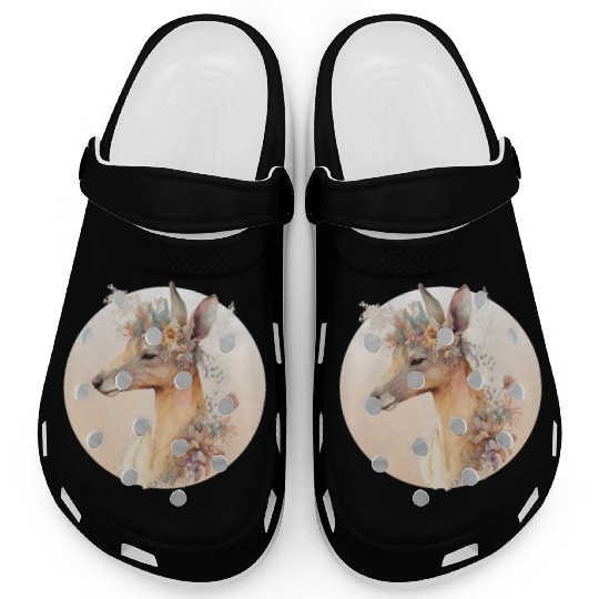Australian Kangaroo Flower Crown Watercolor Animal Clogs