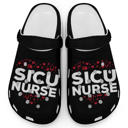 Great SICU Nurse Heart Apparel Nursing Lover Clogs